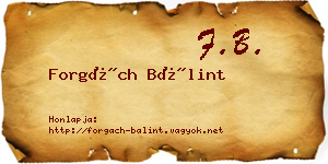 Forgách Bálint névjegykártya